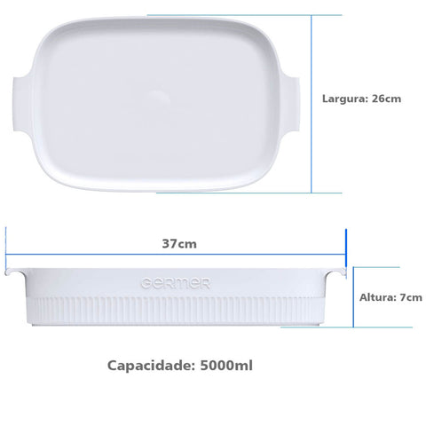 Conjunto de 5 Formas Travessas Refratárias Para Restaurante 36x24cm Germer Branca