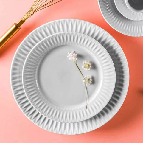 Conjunto 20 Pratos para Sobremesa Branco 20,5cm em Porcelana Diamante Germer Restaurante