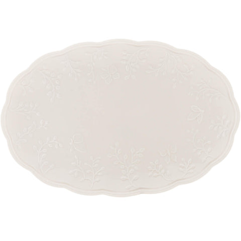 3 Travessas de Porcelana Butterfly Flower Lyor 36x23cm Oval New Bone para Servir ou Decorar