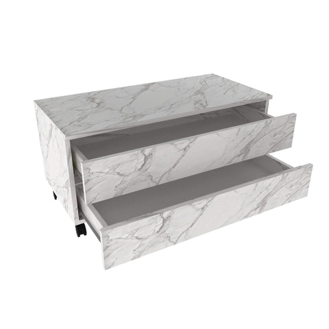 Balcão Gabinete para Banheiro 80cm com Rodízio e 2 Gavetas BN3603 Mármore Branco Sem Cuba