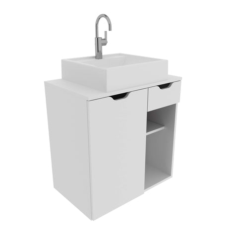 Balcão Gabinete para Banheiro Suspenso 60cm com 1 Gaveta e 1 Porta BN3605 Branco SEM CUBA