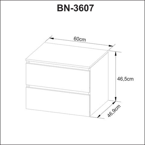 Balcão Gabinete Suspenso para Banheiro 60cm com 2 Gavetas BN3607 Branco SEM CUBA