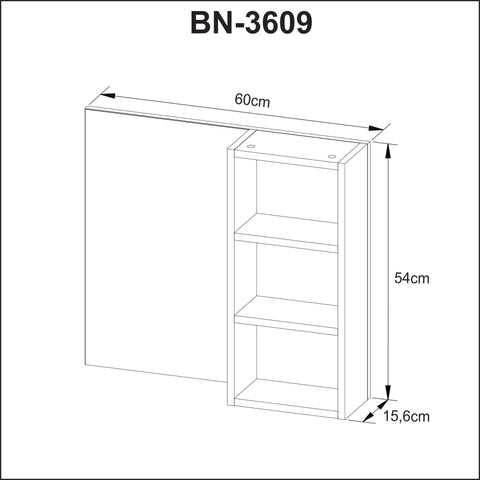 Espelheira Suspensa para Banheiro 60cm com 3 Nichos BN3609 Branco