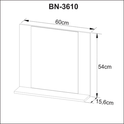 Espelheira Suspensa para Banheiro 60cm com 1 Prateleira BN3610 Branco