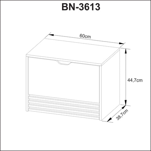 Balcão Gabinete Suspenso 60cm com 1 Porta e 1 Gaveta BN3613 Amêndoa/Mármore Branco SEM CUBA