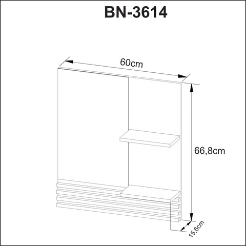 Espelheira Suspensa para Banheiro 60cm com 2 Prateleiras BN3614 Amêndoa/Mármore Lunar