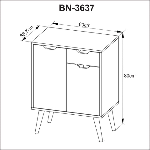 Gabinete para Banheiro com 2 Portas e 1 Gaveta BN3637 Branco Tecnomobili SEM CUBA