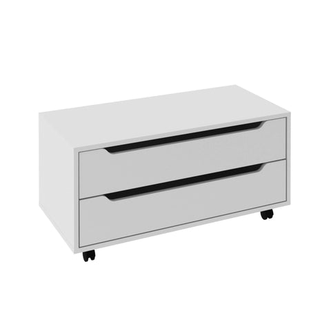 Balcão Gabinete 80cm com 2 Gavetas e Rodízio BN3643 Branco Tecnomobili