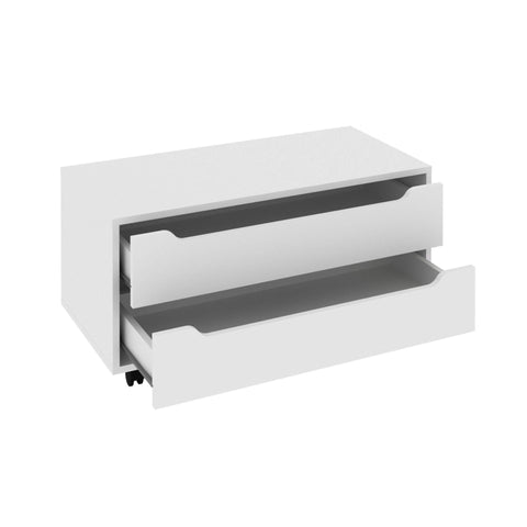 Balcão Gabinete 80cm com 2 Gavetas e Rodízio BN3643 Branco Tecnomobili