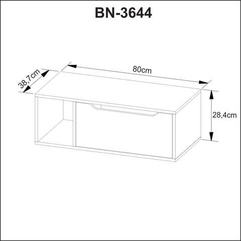 Balcão para Banheiro 80cm com 1 Porta e Nicho BN3644 Branco Tecnomobili