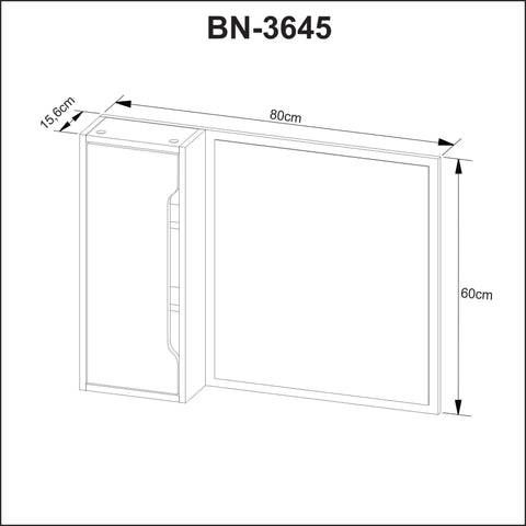 Espelheira para Banheiro BN3645 com 1 Porta Branca 80x60cm Tecnomobili