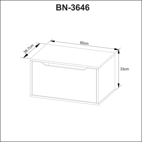 Balcão Gabinete 60cm com 1 Porta BN3646 Amêndoa/Branco Tecnomobili