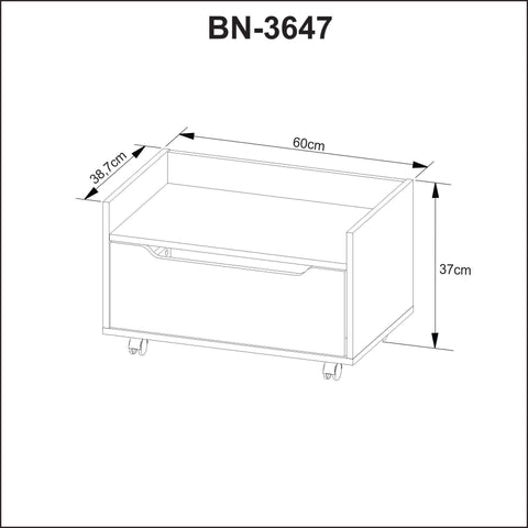 Armário Balcão Gabinete 60cm Gavetão com Rodízio BN3647 Branco Tecnomobili