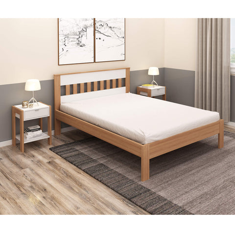 Cama de Casal CM8007 Para Colchão de 138x188cm Amêndoa/Branco Tecnomobili