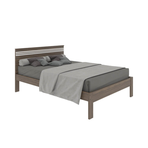 Cama de Casal CM8009 Para Colchão de 138x188cm Nogal/Branco Tecnomobili