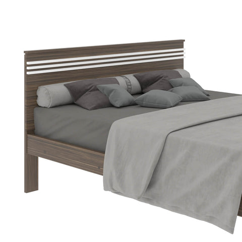 Cama de Casal CM8009 Para Colchão de 138x188cm Nogal/Branco Tecnomobili