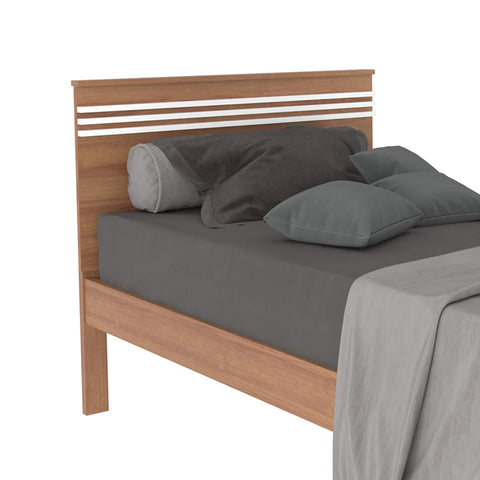 Cama de Solteiro CM8010 Para Colchão de 88cm Amêndoa/Branco Tecnomobili