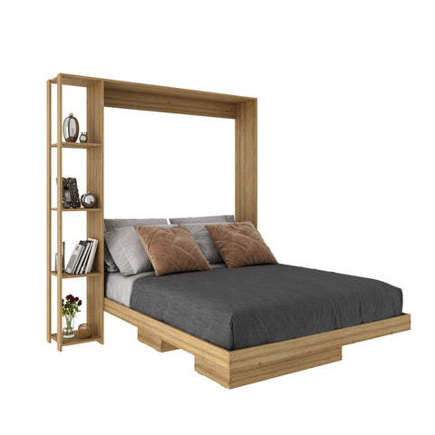 Cama Articulada de Casal com 4 Prateleiras e 2 Nichos CM8014 Amêndoa Tecnomobili