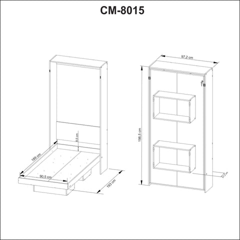 Cama Articulada de Parede 198,5x97cm Solteiro Branca Nichos CM8015 Tecnomobili