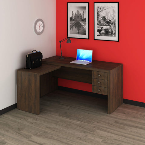 Mesa para Escritório com Mesa de Apoio e 3 Gavetas ME4106 Rústico Tecnomobili