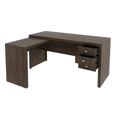 Mesa para Escritório com Mesa de Apoio e 3 Gavetas ME4106 Rústico Tecnomobili