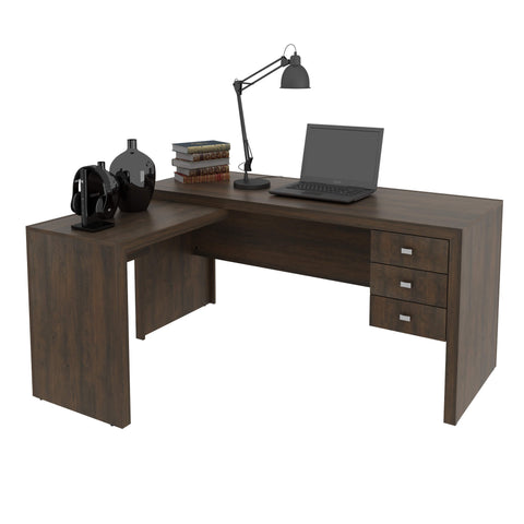 Mesa para Escritório com Mesa de Apoio e 3 Gavetas ME4106 Rústico Tecnomobili