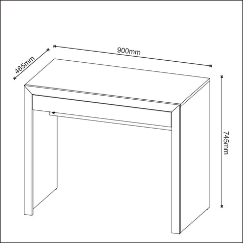 Mesa Escrivaninha para Escritório 90x46,5x74,5cm com 1 Gaveta Branca ME4107 Tecnomobili