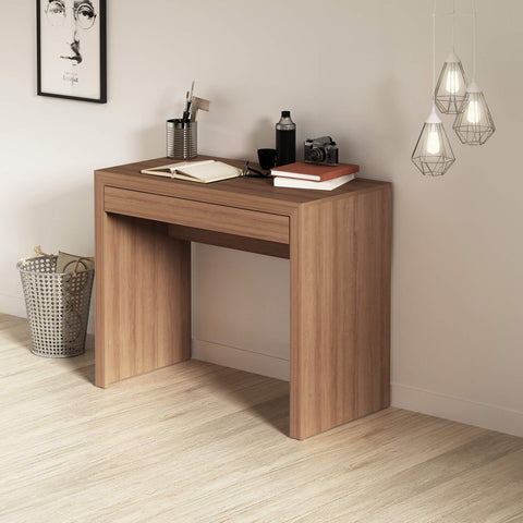 Mesa Escrivaninha para Escritório 90x46,5x74,5cm com 1 Gaveta Amêndoa ME4107 Tecnomobili