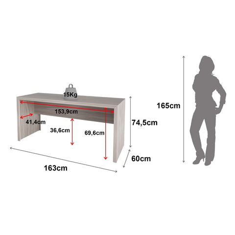 Mesa para Escritório 163cm ME4109 Carvalho Tecnomobili