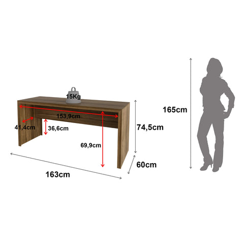 Mesa para Escritório 163cm ME4109 Nogal Tecnomobili