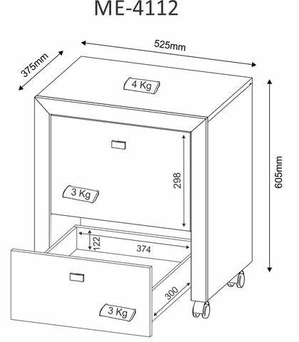 Gaveteiro para Escritório Pasta Suspensa com 1 Gaveta Multiuso Home Office ME4112 Branco Tecnomobili