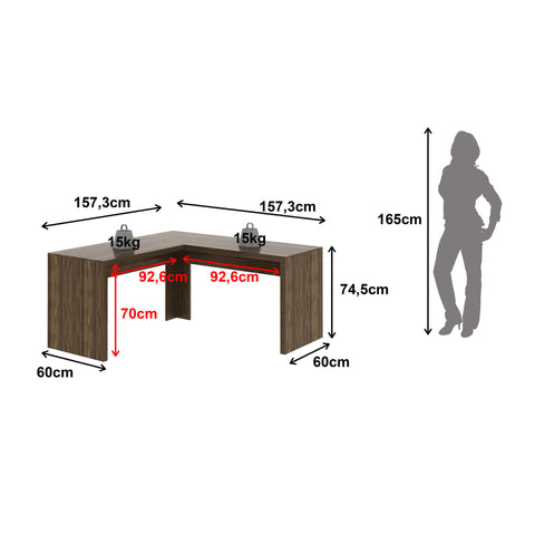 Mesa para Escritório Angular ME4116 Nogal Tecnomobili