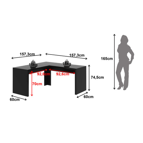 Mesa para Escritório Angular ME4116 Preto Tecnomobili