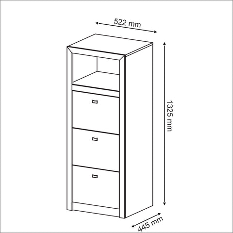 Gaveteiro para Pasta Suspensa com 3 Gavetas ME4118 Branco Tecnomobili