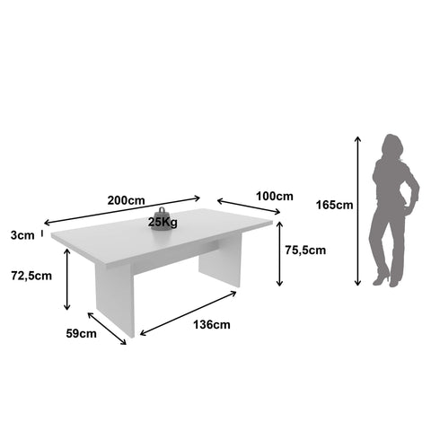 Mesa de Reunião para Escritório 100x200cm ME4119 Branco Tecnomobili