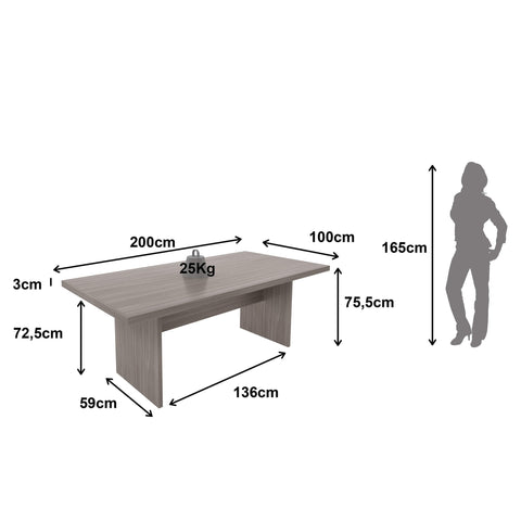 Mesa de Reunião para Escritório 100x200cm ME4119 Carvalho Tecnomobili