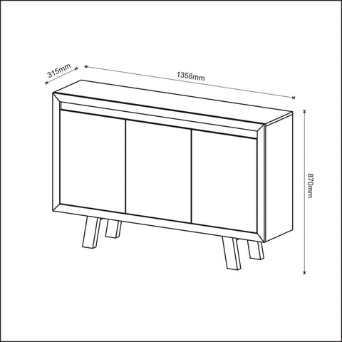 Balcão para Escritório com 3 portas ME4120 Branco Tecnomobili