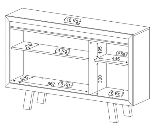 Balcão para Escritório com 3 portas ME4120 Branco Tecnomobili