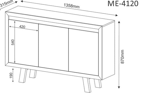 Balcão para Escritório com 3 portas ME4120 Branco Tecnomobili