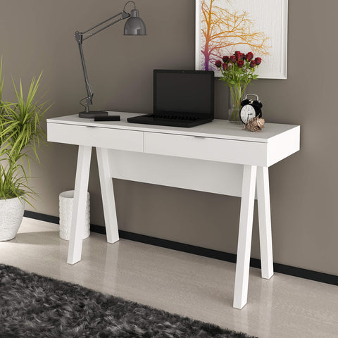 Escrivaninha Cavalete 120cm com 2 Gavetas ME4128 Branco Tecnomobili