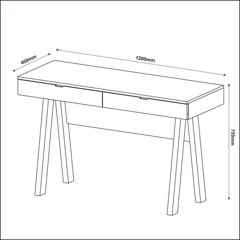 Escrivaninha Cavalete 120cm com 2 Gavetas ME4128 Branco Tecnomobili