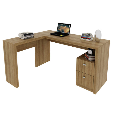 Mesa para Escritório com 2 gavetas ME4129 Amêndoa Tecnomobili