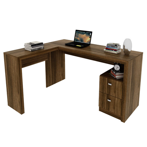 Mesa para Escritório com 2 gavetas ME4129 Nogal Tecnomobili