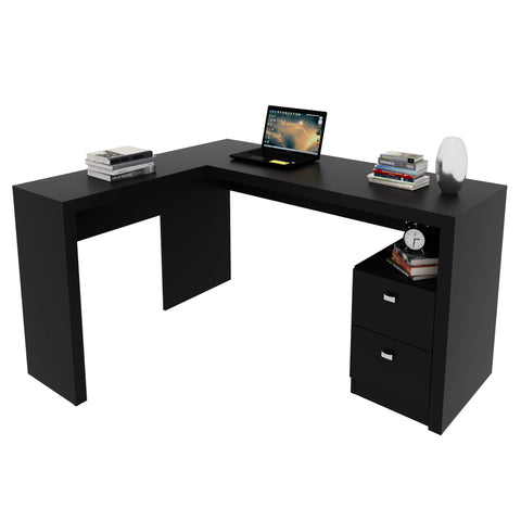 Mesa para Escritório com 2 gavetas ME4129 Preto Tecnomobili