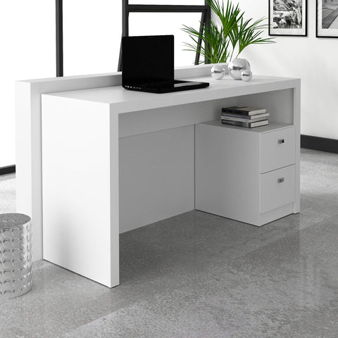 Mesa para Escritório 135,8cm com 2 gavetas ME4130 Branco Tecnomobili