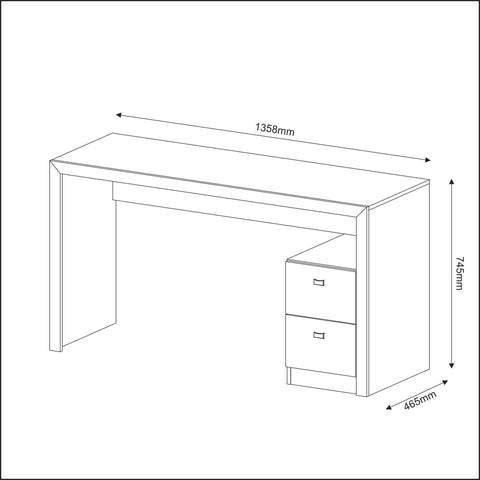 Mesa para Escritório 135,8cm com 2 gavetas ME4130 Branco Tecnomobili