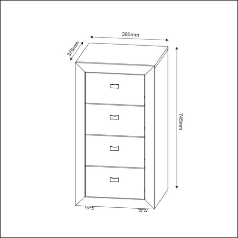 Gaveteiro 4 Gavetas Escritório Home Office ME4133 Branco Tecnomobili