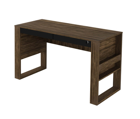 Mesa para Escritório 127cm com 2 gavetas 1 com Chave ME4144 Nogal/Preto Tecnomobili