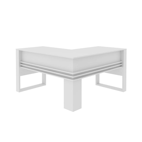 Mesa para Escritório 136cm em L com Detalhe Ripado ME4145 Branco Tecnomobili