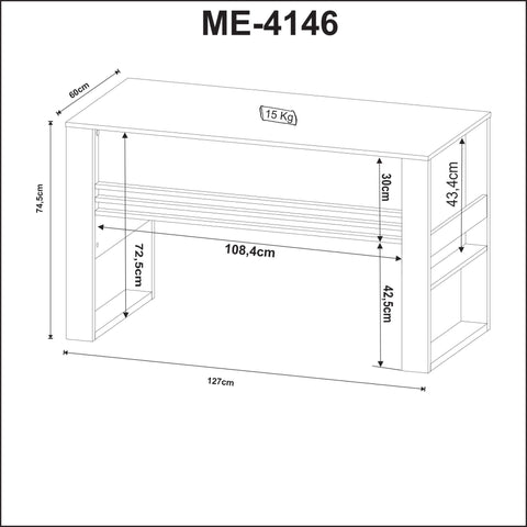 Mesa para Escritório 127cm com Detalhe Ripado ME4146 Nogal/Preto Tecnomobili